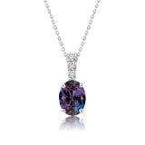 Flawless 1.25 Carat Oval Cut - Alexandrite - June Birthstone Pendant Necklace for Women in 18K White Gold over Silver