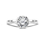 Certified 1 Carat Round Lab Diamond Bezel Engagement Ring