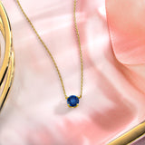 Beautiful 1 Carat Round Cut - Blue Sapphire - September Birthstone Solitaire Pendant Necklace in 18k White Gold over Silver, Female, Adult