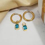 2 Carat Emerald Cut Birthstone Bezel Huggie Hoop Earrings