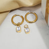2 Carat Emerald Cut Birthstone Bezel Huggie Hoop Earrings