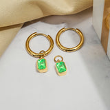 2 Carat Emerald Cut Birthstone Bezel Huggie Hoop Earrings
