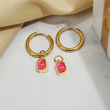 2 Carat Emerald Cut Birthstone Bezel Huggie Hoop Earrings