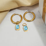 2 Carat Emerald Cut Birthstone Bezel Huggie Hoop Earrings