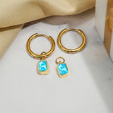 2 Carat Emerald Cut Birthstone Bezel Huggie Hoop Earrings