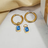 2 Carat Emerald Cut Birthstone Bezel Huggie Hoop Earrings