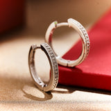 Lab Grown Diamond Hoop Earrings - Round Cut Classic Earrings in Gold Plating for Women