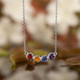 Unique Bezel 4 stones Custom Multi Birthstone Pendant Necklace in 18k White gold over Silver