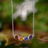 Unique Bezel 4 stones Custom Multi Birthstone Pendant Necklace in 18k White gold over Silver