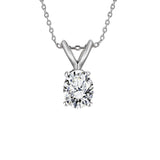 Delicate Single Stone 1 Carat Oval Certified Moissanite Solitaire Pendant Necklace in White Gold