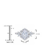 JeenMata 3 Carat Oval Cut Moissanite - Halo Engagement Ring in 18K White Gold Plating for Women