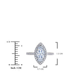 JeenMata 2.25 Carat Marquise Cut Moissanite Halo Engagement Ring for Women, Marquise Solitaire with Round Halo Accents in 18K White Gold Plating For Women