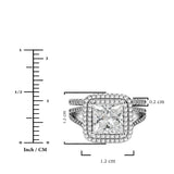 JeenMata 2.75 Carat Princess Cut Moissanite Double Halo Split Shank Engagement Ring Set in 18K White Gold Plated for Women