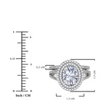 JeenMata 2.75 Carat Oval Cut Moissanite Double Halo Split Shank Engagement Ring Set in 18K White Gold Plated for Women