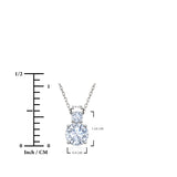 3.25 Carat Cubic Zirconia April Birthstone - Round and Pear Cut Dangle Pendant Necklace in 18k White Gold Plated for Women