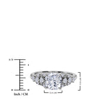 JeenMata 2.5 Carat Cushion Cut Moissanite - Multi-Stone Engagement Ring in 18K White Gold Plating for Women