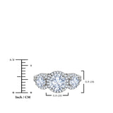 JeenMata 2.25 Carat Round Brilliant Cut Moissanite - Three Stone Engagement Rings in 18K White Gold Plating for Women