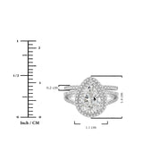 JeenMata 2.75 Carat Pear Cut Moissanite Double Halo Split Shank Engagement Ring Set in 18K White Gold Plated for Women
