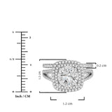 JeenMata 2.75 Carat Round Brilliant Cut Moissanite Double Halo Split Shank Engagement Ring Set in 18K White Gold Plated for Women