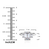 3.25 Carat Three Stone Emerald Cut Moissanite Engagement Ring - Elegant Statement Ring in 18K White Gold Plating for Women