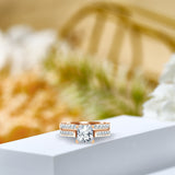 2 Carat Princess Cut Moissanite Wedding Set - Bridal Set - Channel Set Ring - Handmade Ring - 18k Rose Gold Over Silver