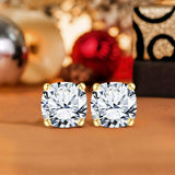 Certified - 4 Prong - 1 Carat Cushion Cut Moissanite - Solitaire Stud Earrings - 18K Rose Gold Plating Over Silver