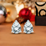 Certified 2 Carat Pear Cut Moissanite Minimalist Solitaire Stud Earrings In 18K Rose Gold Plating Over Silver