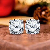 1 Carat Cushion Cut Moissanite Solitaire Stud Earrings In 18K Rose Gold Plating Over Silver