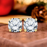 1 Carat Cushion Cut Moissanite Solitaire Stud Earrings In 18K Rose Gold Plating Over Silver