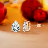 Certified - Minimalist - 1 Carat Teardrop Moissanite - Solitaire Stud Earrings - 18K White Gold Plating Over Silver