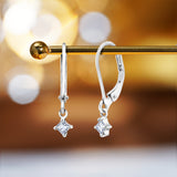 Princess Cut Dangle Earrings - Certified Lab Diamond Drop Leverback Earrings in 18K White Gold Over Silver for Women