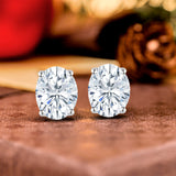 Certified 4 Prong 0.5 Carat Oval Cut Moissanite Solitaire Stud Earrings In 18K Rose Gold Plating Over Silver