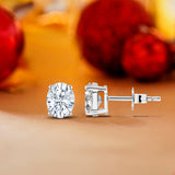 Certified 4 Prong 0.5 Carat Oval Cut Moissanite Solitaire Stud Earrings In 18K Rose Gold Plating Over Silver