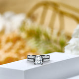 2 Carat Princess Cut Moissanite Wedding Set - Bridal Set - Channel Set Ring - Handmade Ring - 18k Rose Gold Over Silver