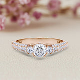 Certified 1 Ct Round Lab Diamond Classic Three Stones Engagement Ring