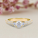 Certified 1 Ct Round Lab Diamond Classic Three Stones Engagement Ring