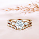 Certified 1.45 Ct Round Lab Diamond Pave Bridal Set