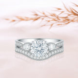 Certified 1.45 Ct Round Lab Diamond Pave Bridal Set