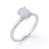 1 Ct Oval Cut Lab Created Opal Solitaire Engagement Ring