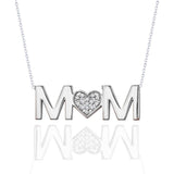 MOM Moissanite Pendant Necklace in 18K White Gold over Silver