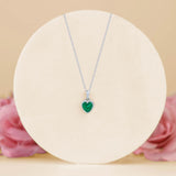 Forever Heart 1.5 Carat - Emerald - May Birthstone Pendant Necklace in 18K White Gold Plating over Silver
