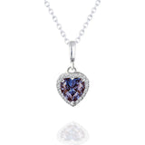 Forever Heart 1.5 Carat - Alexandrite - June Birthstone Pendant Necklace in 18K White Gold Plating over Silver