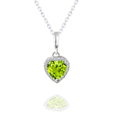 Forever Heart 1.5 Carat - Peridot - August Birthstone Pendant Necklace in 18K White Gold Plating over Silver