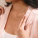 1 Carat Lab Diamond Five Stone Bezel Station Necklace