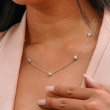 1 Carat Lab Grown Diamond Five Stone Bezel Station Necklace in 18K  Gold Plating for Women