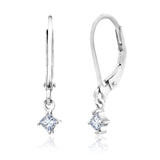 Princess Cut Dangle Earrings - Certified Lab Diamond Drop Leverback Earrings in 18K White Gold Over Silver for Women