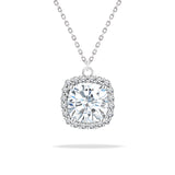 Classic 2.5 Carat Cushion Cut Halo Pendant Necklace for Women in Sterling Silver - Everyday Jewelry - Anniversary Gift