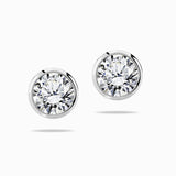 Simple Solitaire 0.50 CT TDW Round Cut Certified Lab Diamond Bezel Set Stud Earrings in White Gold