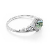 0.75 Ct Round Green Moss Agate Vintage Engagement Ring