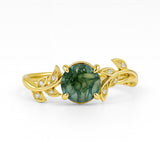 Vine Design 1.05 ct Green Moss Agate Leaf Engagement Ring